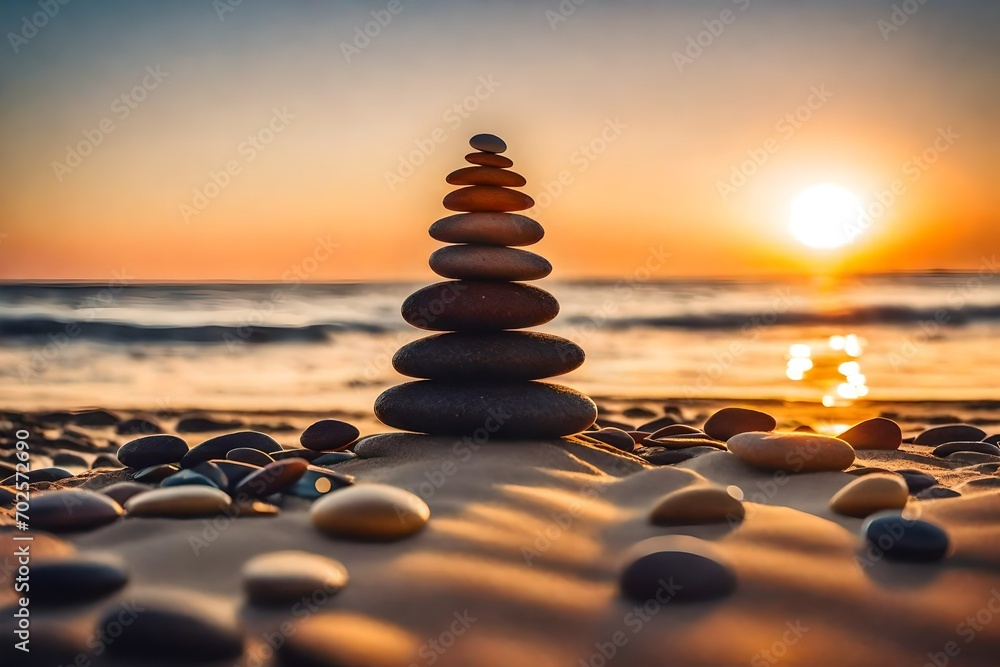 Obraz premium stack of stones on the beach