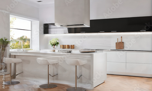 white kitchen interior, modern kitchen design, modern white kitchen style at home, countertop indoors in white modern kitchen, studio minimal kitchen design at home, cozy studio room solution,