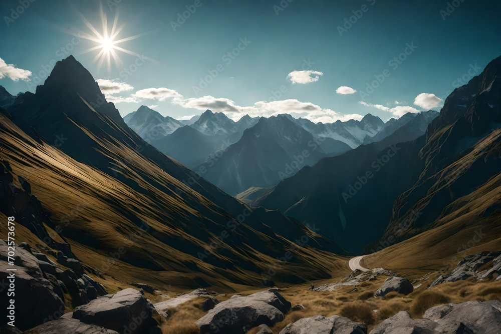 View of mountains in mountain landscape