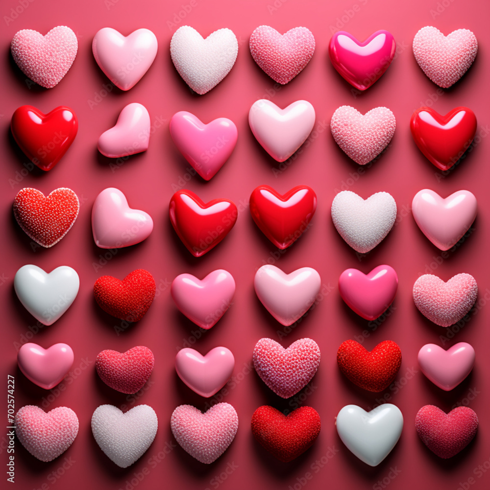 Various red pink hearts, Love Various red pink hearts, Love