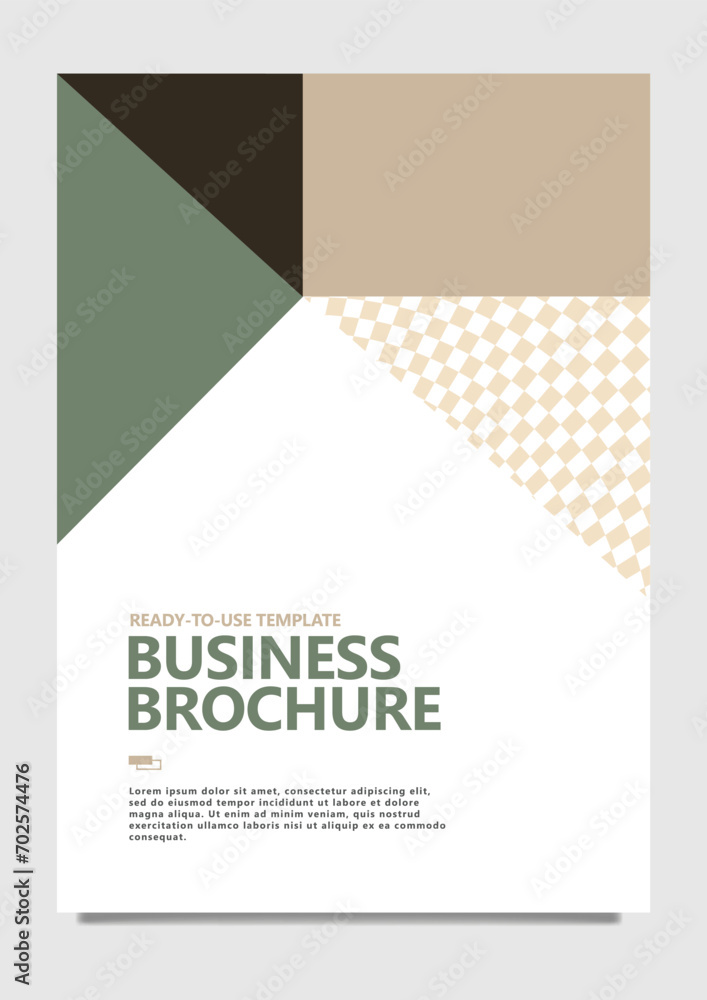 Fototapeta premium Pastel colored vector annual report template with checkered pattern. Suitable for company, school, government, office, and organization.