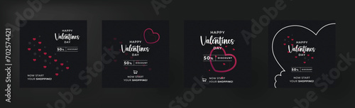 valentine day promotional discount sale, business offer social media post, banner, flyer & cards template design photo