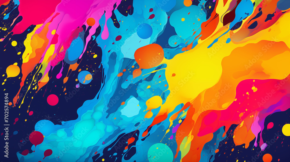 Abstract background with splashes, Abstract colorful background, Abstract pop art color paint splash pattern background, Ai generated image