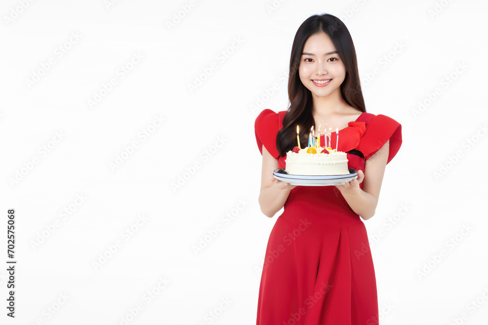 woman holding a birthday cake woman holding a birthday cake