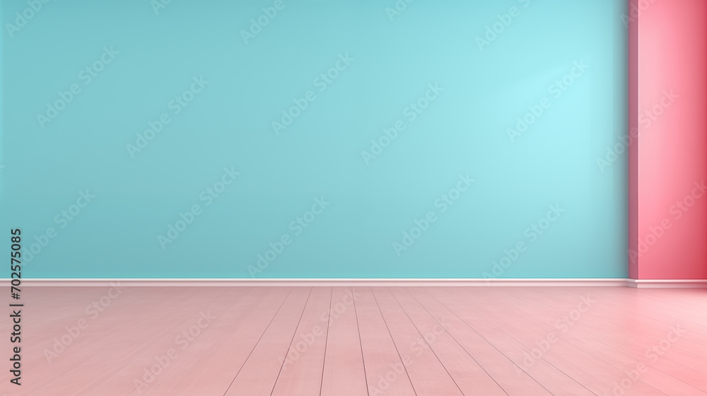 Vibrant Room Corner - Pink and Blue Walls

