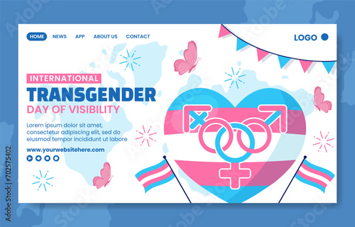 Transgender Day of Visibility Social Media Landing Page Cartoon Templates Background Illustration
