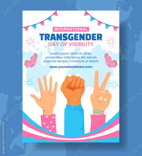 Transgender Day of Visibility Vertical Poster Cartoon Hand Drawn Templates Background Illustration