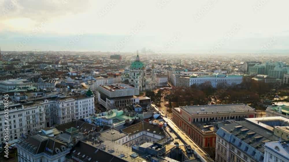 Drone Video goining around Karlskirche in Vienna during sunset Drone Video goining around Karlskirche in Vienna during sunset