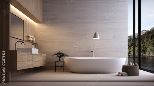 Interior design for bathroom minimalist and luxury  modern render with Vray. high quality image. copy space for text. image for graphic design.