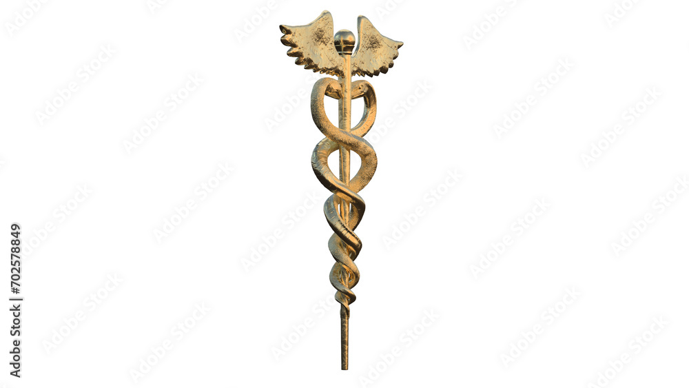 Fototapeta premium Caduceus Medical symbol 3d isolated rotating on a transparent background