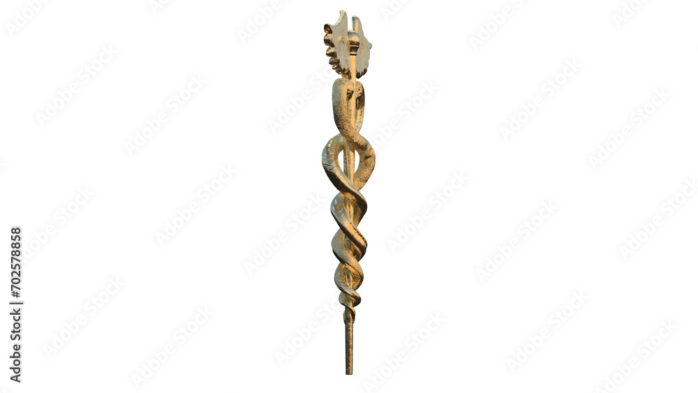 Caduceus Medical symbol 3d isolated rotating on a transparent ...