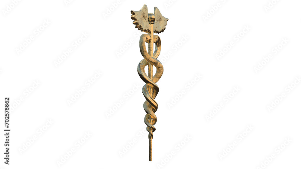 Fototapeta premium Caduceus Medical symbol 3d isolated rotating on a transparent background