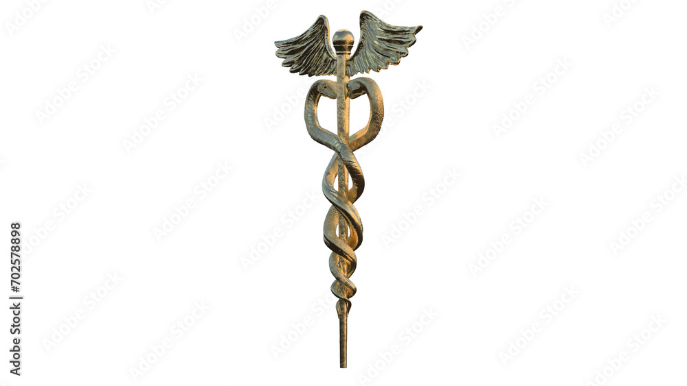 Caduceus Medical symbol 3d isolated rotating on a transparent ...
