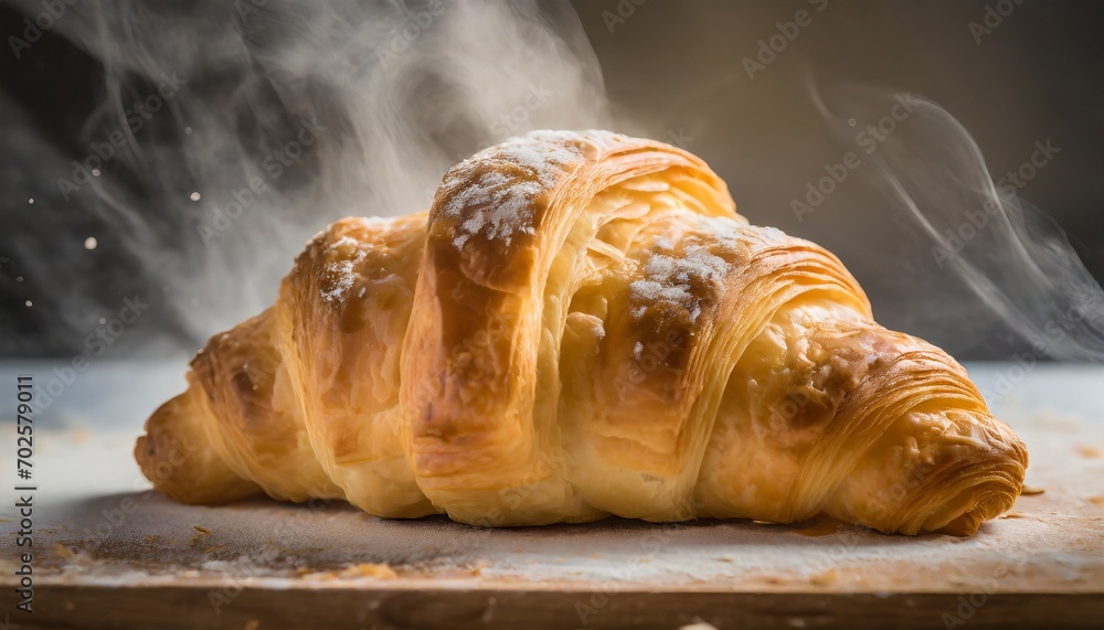 croissant on a wooden table