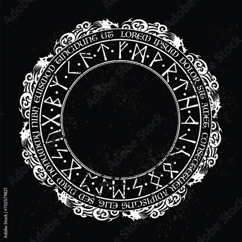 White scandinavian circle runes