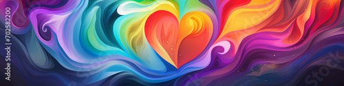 A colorful heart in bright colors. abstract, colorful background with hearts in rainbow colors. Valentine or birthday or Mother's Day concept. Generative AI photo