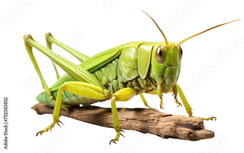 Encounter with the Vibrant Green Beauty of a Grasshopper on a White or Clear Surface PNG Transparent Background