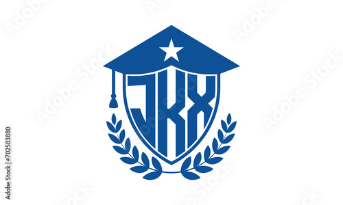 JKX three letter iconic academic logo design vector template. monogram, abstract, school, college, university, graduation cap symbol logo, shield, model, institute, educational, coaching canter, tech