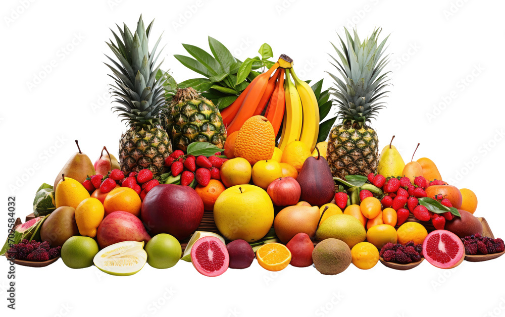 Explore the Exotic with a Luscious Different Tropical Fruits, Bursting with Juicy Goodness on a White or Clear Surface PNG Transparent Background Explore the Exotic with a Luscious Different Tropical Fruits, Bursting with Juicy Goodness on a White or Clear Surface PNG Transparent Background