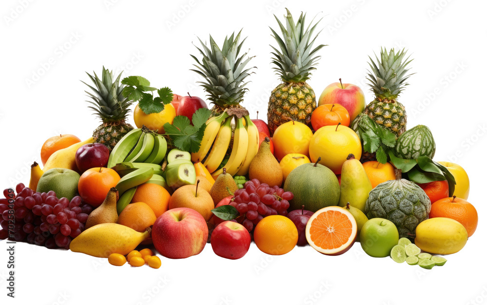 Enjoy the Bounty of Nature with a Different Fruits, a True Blissful Culinary Experience on a White or Clear Surface PNG Transparent Background