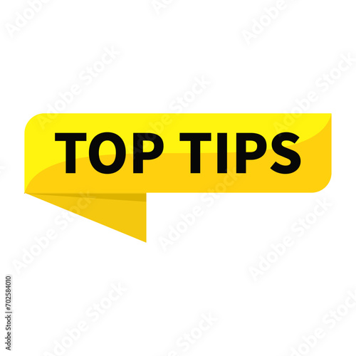 Top Tips In Yellow Rectangle Ribbon Shape For Knowledge Sharing Announcement Social Media Information
