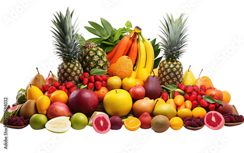 Explore the Exotic with a Luscious Different Tropical Fruits, Bursting with Juicy Goodness on a White or Clear Surface PNG Transparent Background