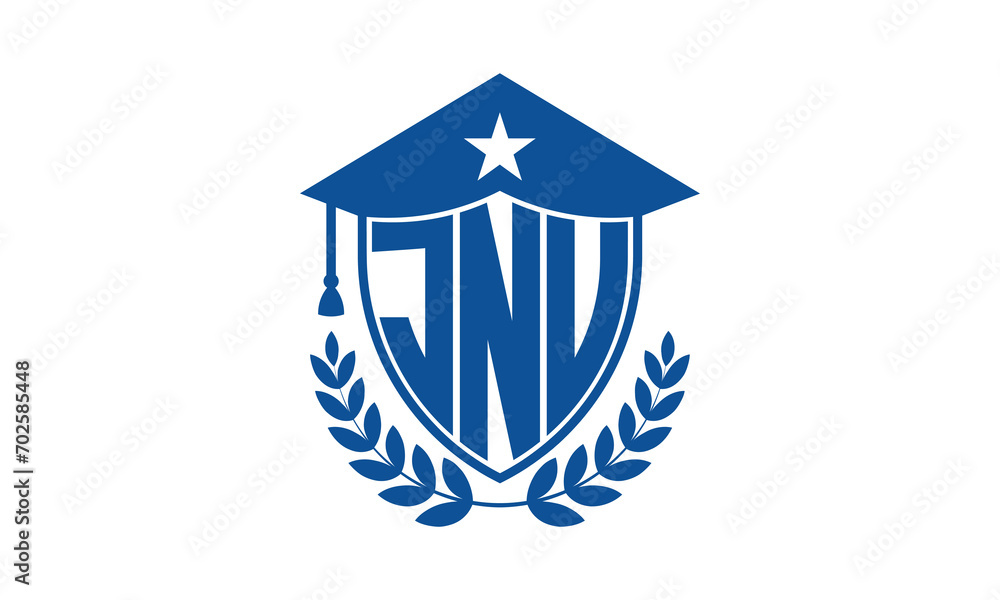 JNU three letter iconic academic logo design vector template. monogram, abstract, school, college, university, graduation cap symbol logo, shield, model, institute, educational, coaching canter, tech JNU three letter iconic academic logo design vector template. monogram, abstract, school, college, university, graduation cap symbol logo, shield, model, institute, educational, coaching canter, tech