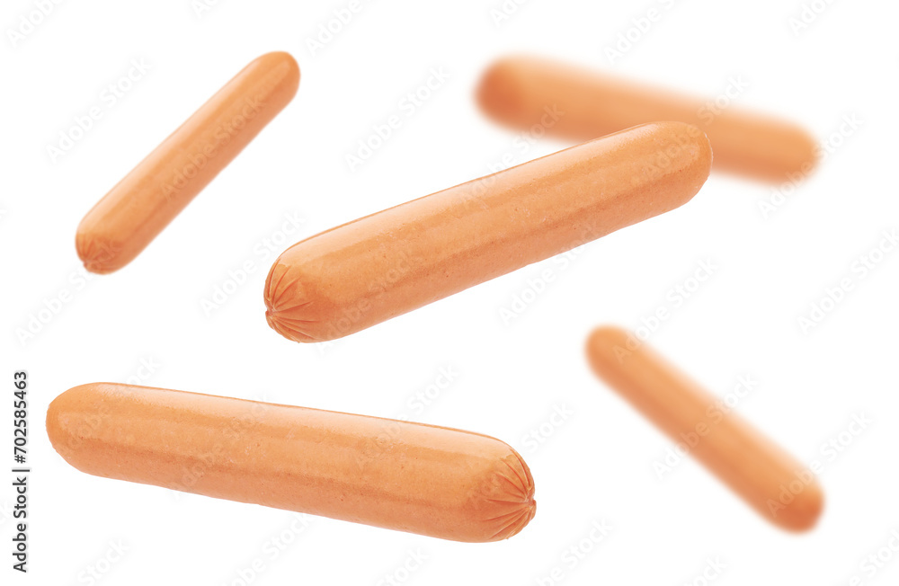 Falling whole sausages on transparent background PNG Falling whole sausages on transparent background PNG