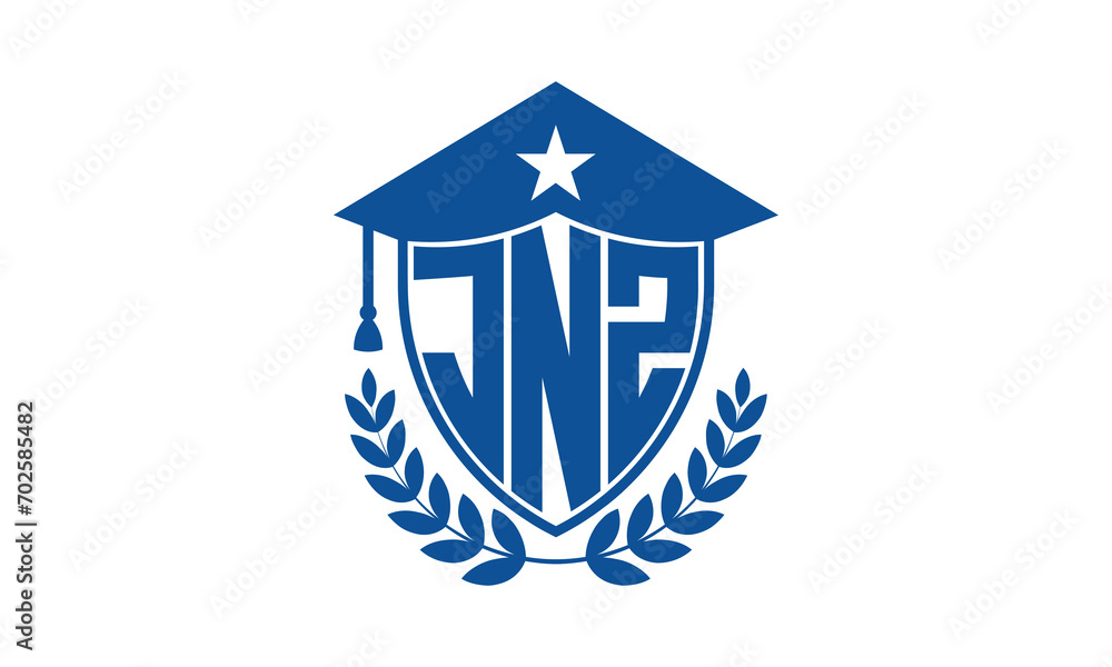 JNZ three letter iconic academic logo design vector template. monogram, abstract, school, college, university, graduation cap symbol logo, shield, model, institute, educational, coaching canter, tech JNZ three letter iconic academic logo design vector template. monogram, abstract, school, college, university, graduation cap symbol logo, shield, model, institute, educational, coaching canter, tech