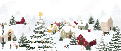 Winter background vector. Hand painted watercolor drawing for Christmas and Happy New Year season. Background design for invitation, cards, social post, ad, cover, sale banner and invitation.