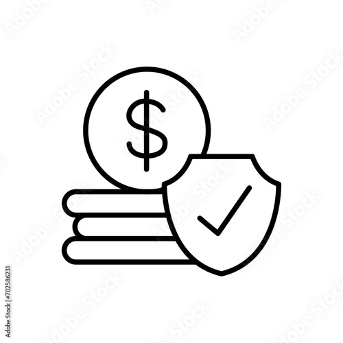Money insurance outline icons, minimalist vector illustration ,simple transparent graphic element .Isolated on white background
