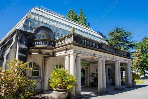 christchurch New Zealand 11th Dec 2023: Cuningham House (originally called Winter Gardens) was built in 1923 in Botanic Gardens. 
It is a large, stately structure of architectural importance photo