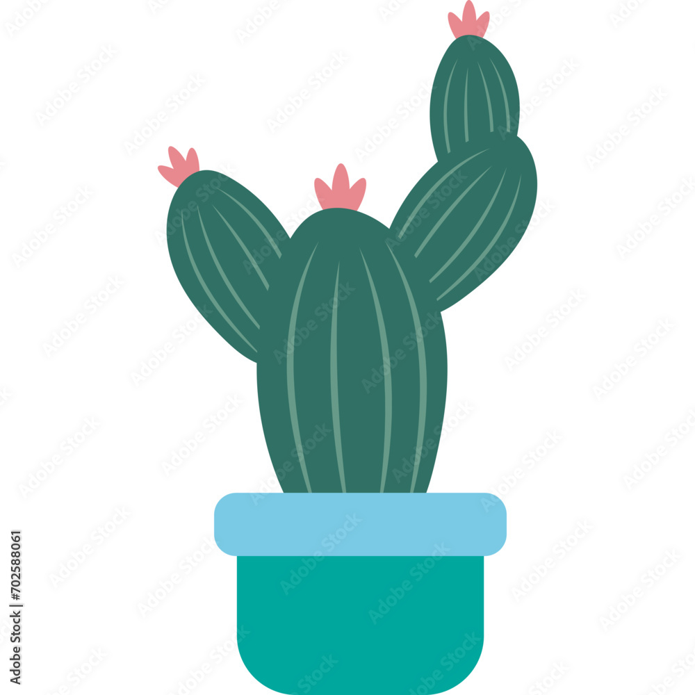 Potted Cactus Houseplant Illustration Potted Cactus Houseplant Illustration
