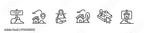 Collection of property asset commerce icon set house and land real estate market location vector illustration for web and app
