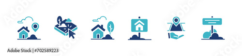 Set of house land property icon set real estate asset location vector line illustration property business market symbol design for web and app