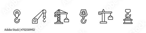 crane hook icons set heavy lifting machine crane engineering industry outline vector illustration design