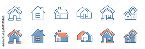 collection of simple home icon set - real estate house symbol vector illustration