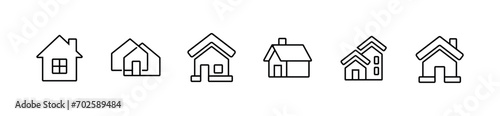 simple line home icon set - real estate house symbol vector illustration