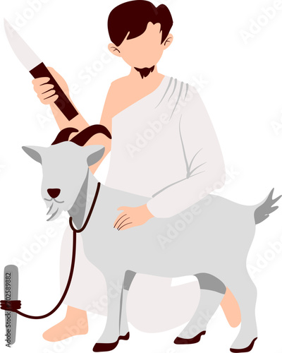 Muslim sacrifice animal in hajj