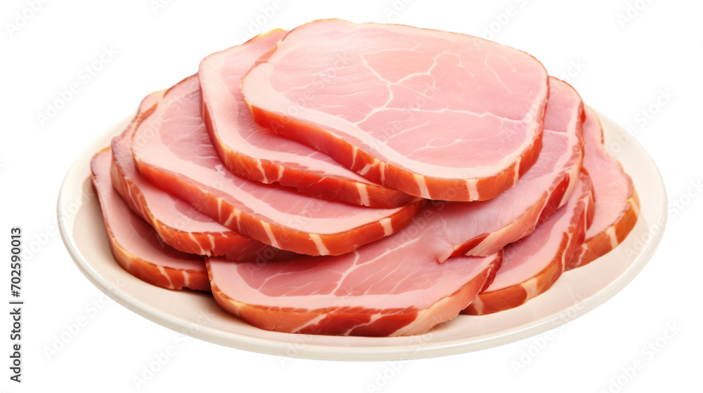 Sliced boiled ham isolated on white background Sliced boiled ham isolated on white background