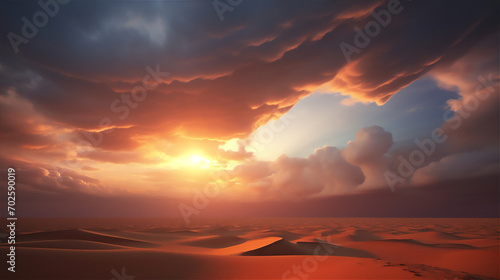  desert at sunset with dramatic clouds