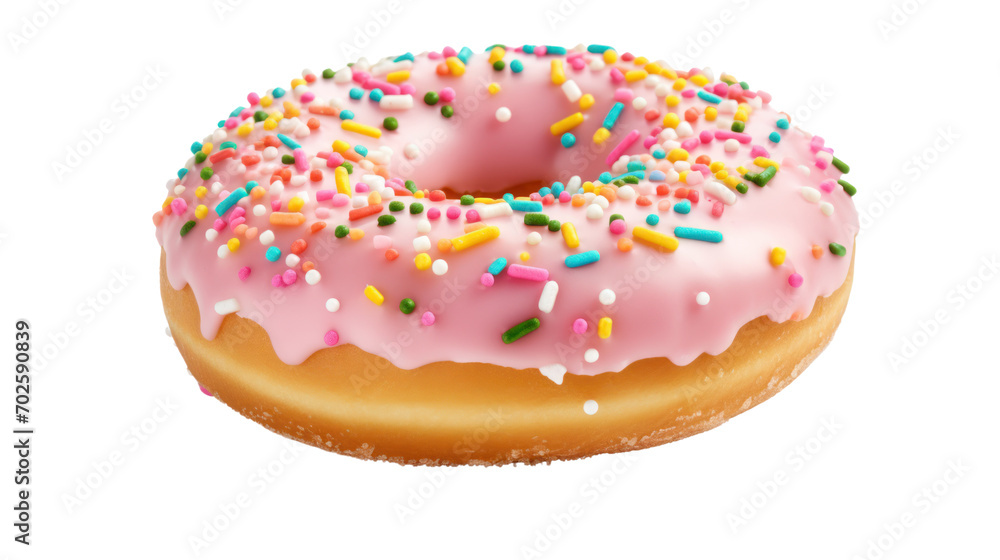 Donut 1 piece with colorful sprinkles isolated on white background. Donut 1 piece with colorful sprinkles isolated on white background.