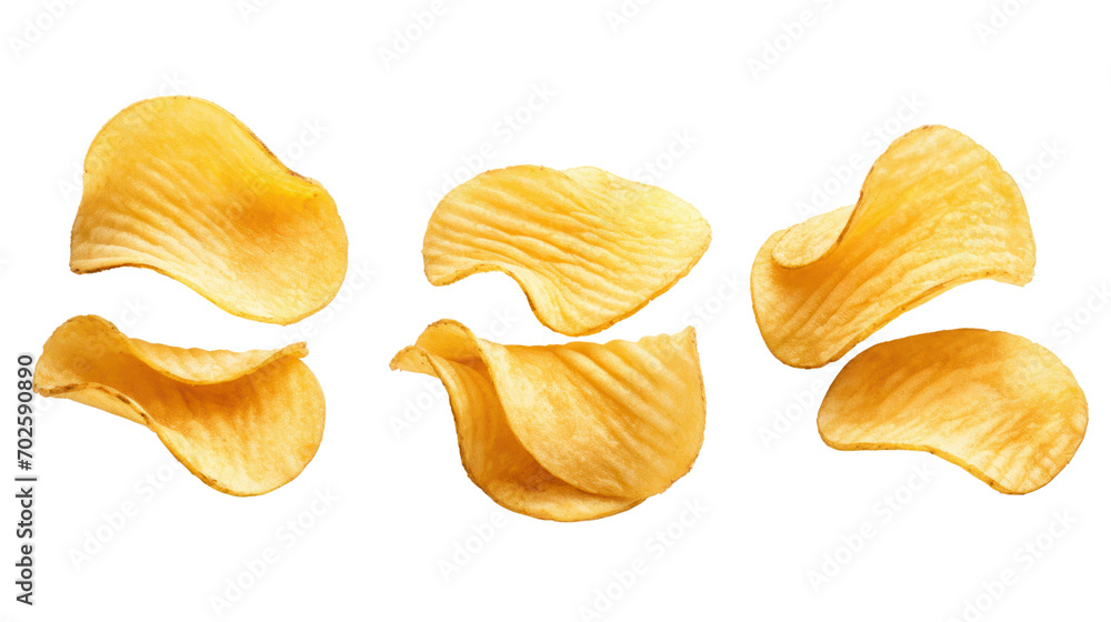 Collection of delicious potato chips, isolated on white background Collection of delicious potato chips, isolated on white background