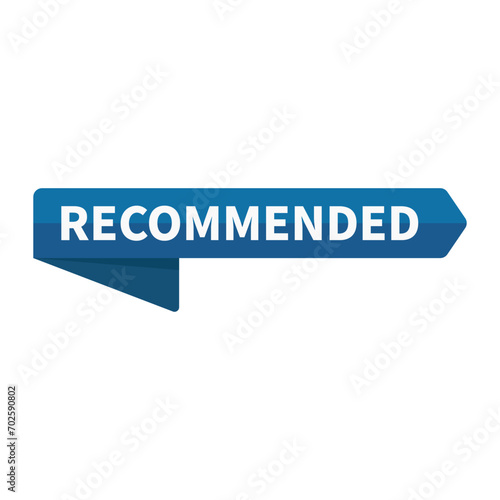 Recommended In Blue Rectangle Ribbon Shape For Promotion Business Marketing Social Media Information
