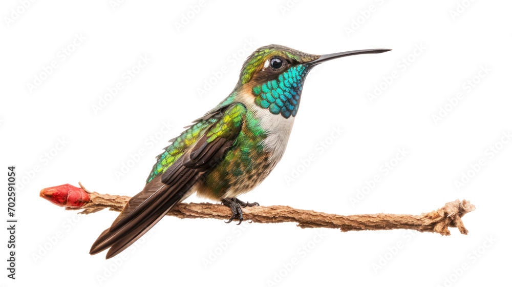 Fototapeta premium Broad Billed Hummingbird on a pure isolated on white background,PNG image.