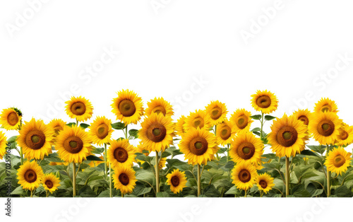 The Stunning Display of Sunflowers Creating a Breathtaking Landscape on a White or Clear Surface PNG Transparent Background