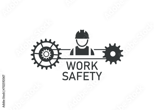 work safety sign on white background