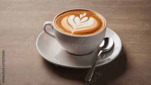 Coffee Latte Art On Wooden Table In Coffee Shop,Latte with intricate foamy design,A cup of coffee with a sign that says coffee on it,Hot Milk Coffee With Late Art On Top Isolate On Wooden Table