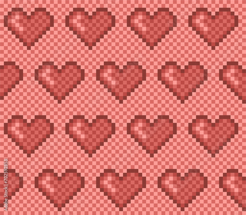 The seamless red background with hearts.