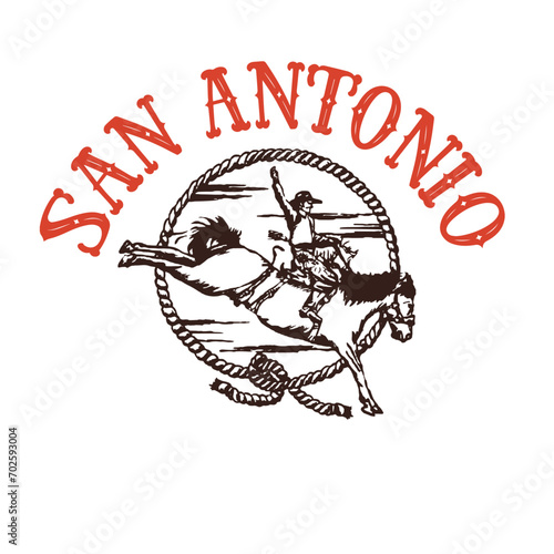 Rodeo cowgirl western Texas country cute fashion logo apperal graphic T-shirt vector design